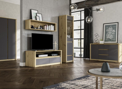 Wall Units Sideboard Low Board Side Wardrobe Living Room Sideboard Shelf 5 Pieces set